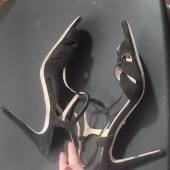 Charles David black suede strappy peep toe high heel sandals 9 - Picture 7 of 8